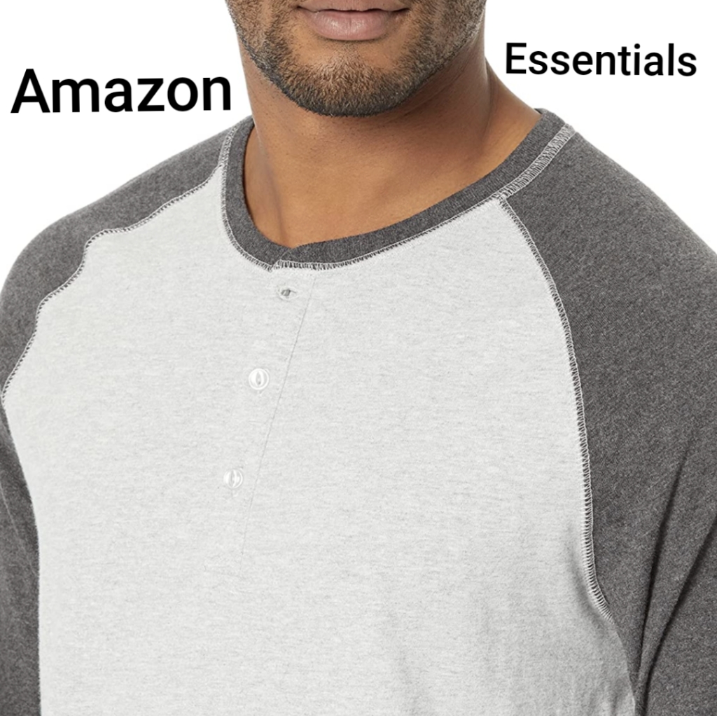 Amazon Essentials Henley, (Grey) Medium